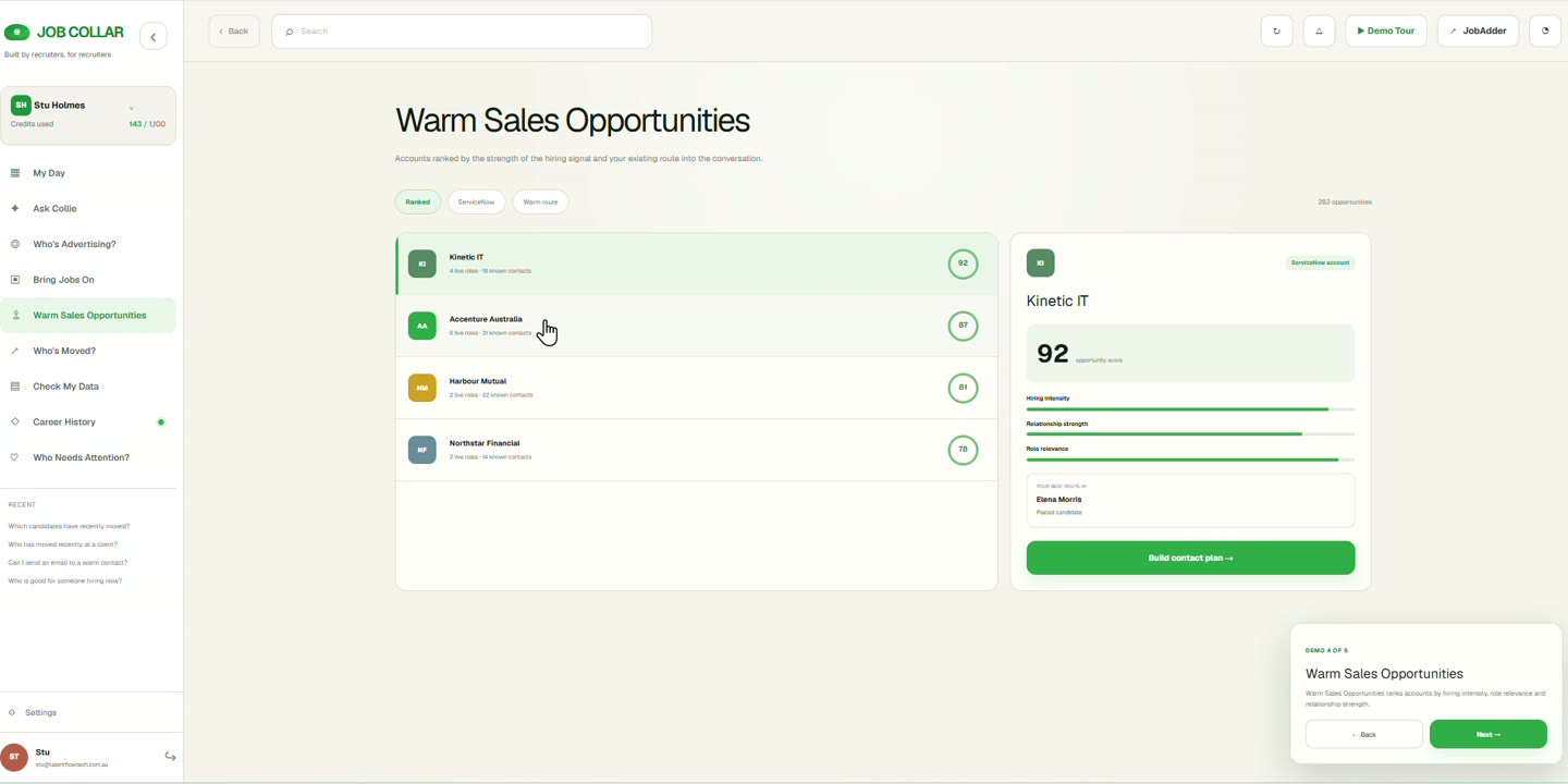 Job Collar relationship mapping interface